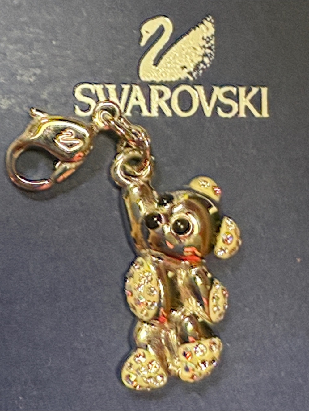 Swarovski Signed Rhodium Kris Bear Charm